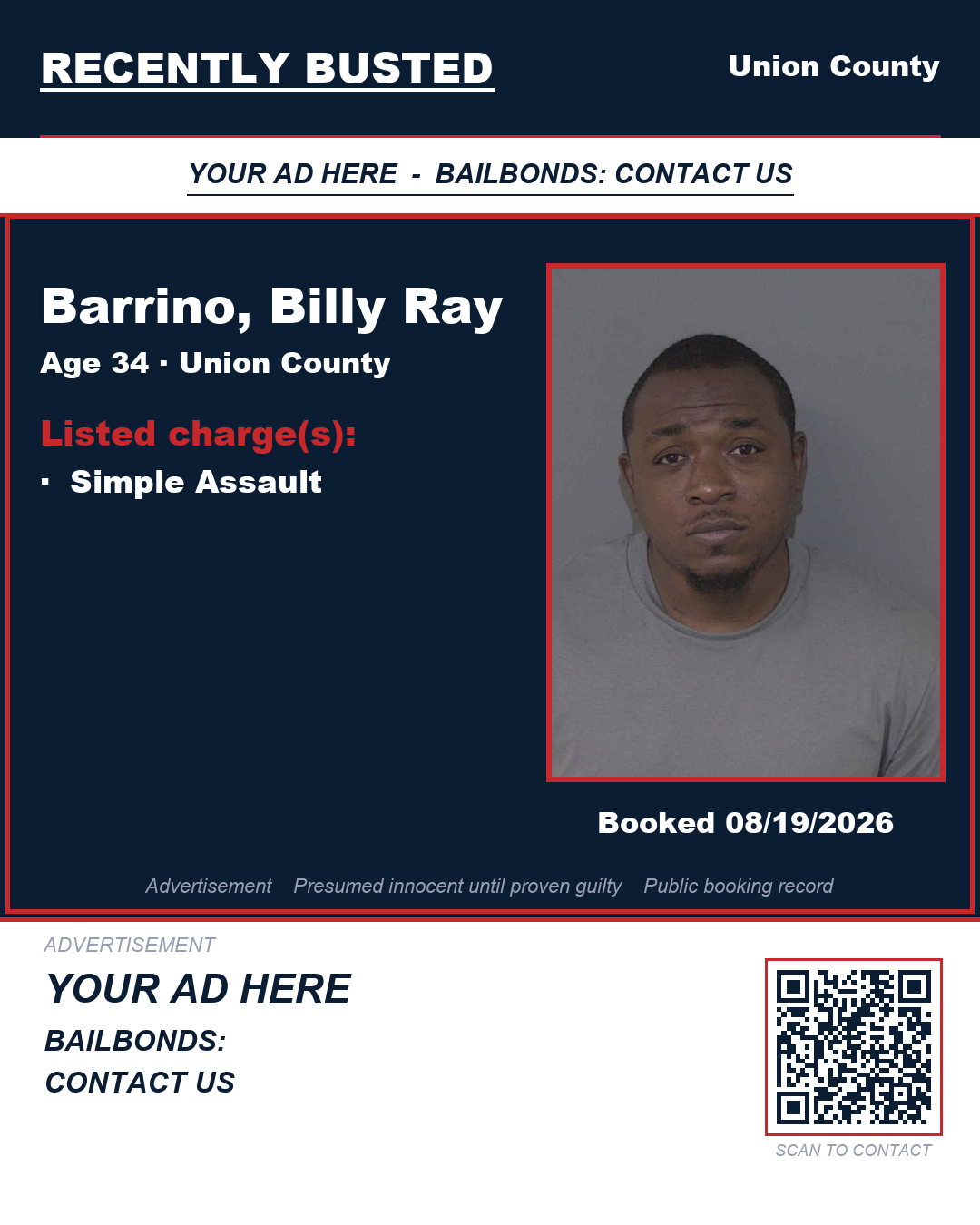 Arrest report - BARRINO, BILLY RAY