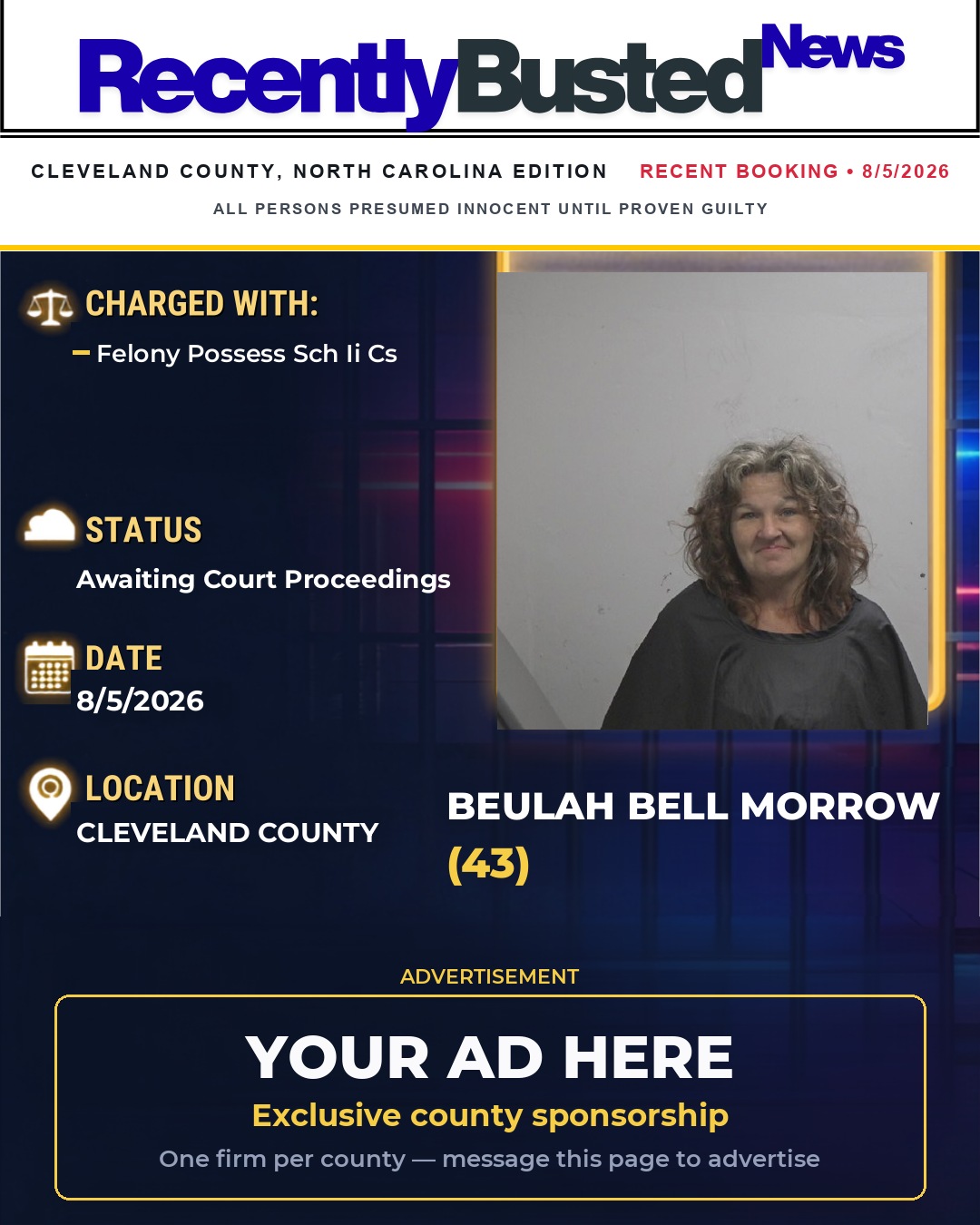 Arrest report - BEULAH BELL MORROW