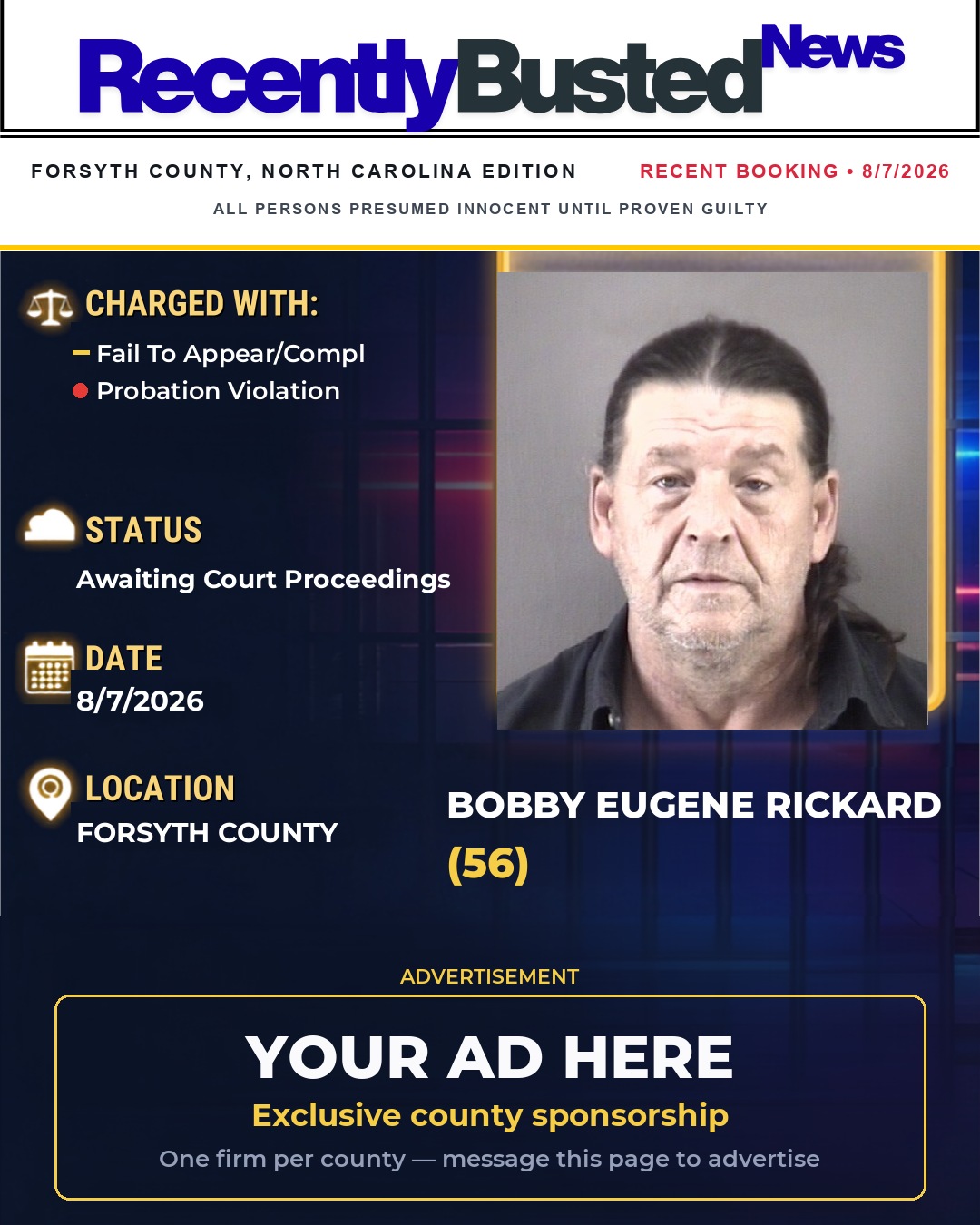 Arrest report - BOBBY EUGENE RICKARD