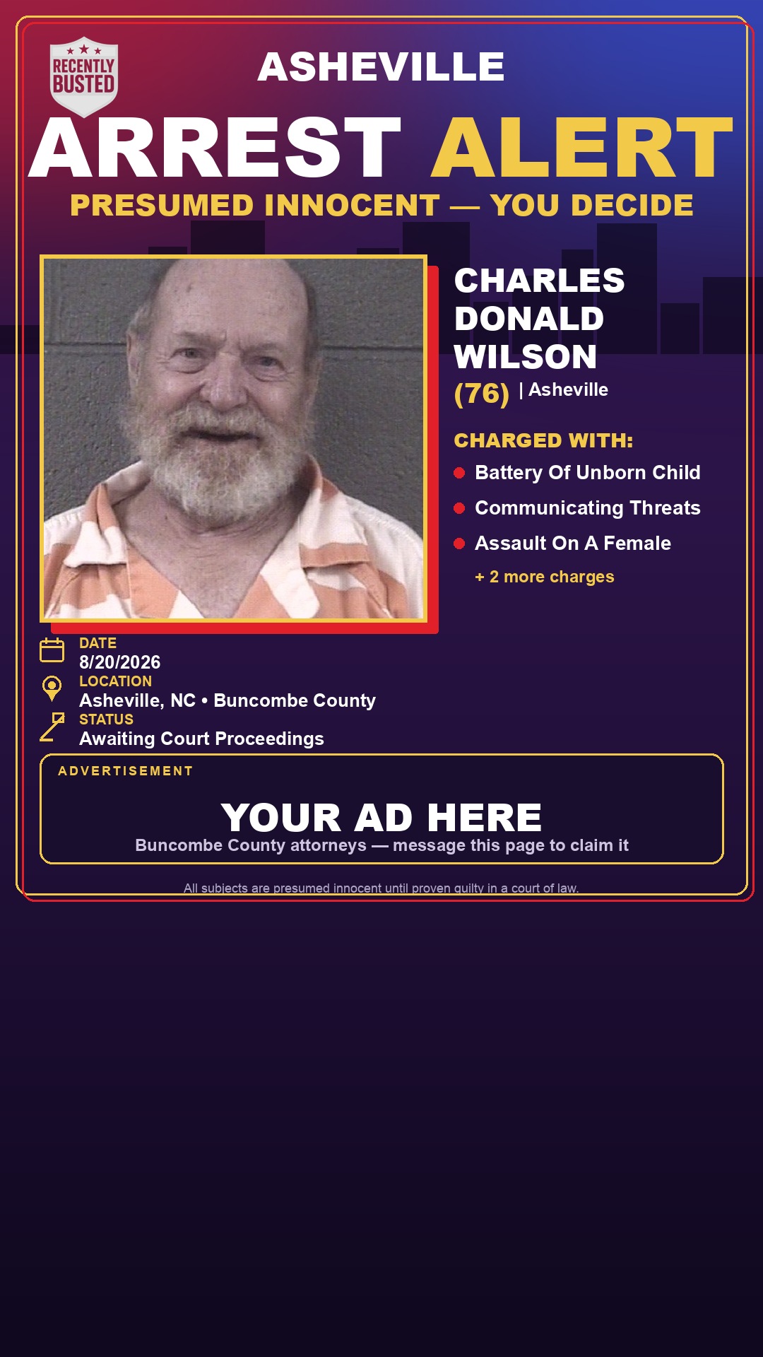 Arrest report - CHARLES DONALD WILSON
