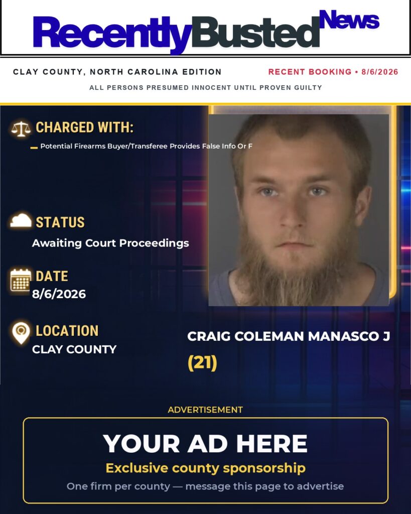 Arrest report — CRAIG COLEMAN MANASCO J