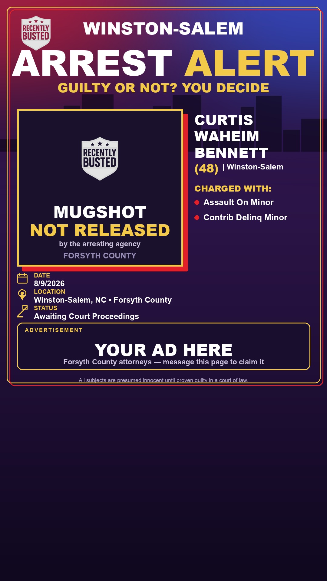 Arrest report - CURTIS WAHEIM BENNETT