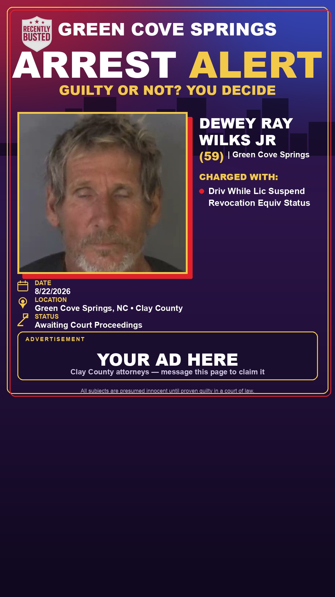 Arrest report - DEWEY RAY WILKS JR