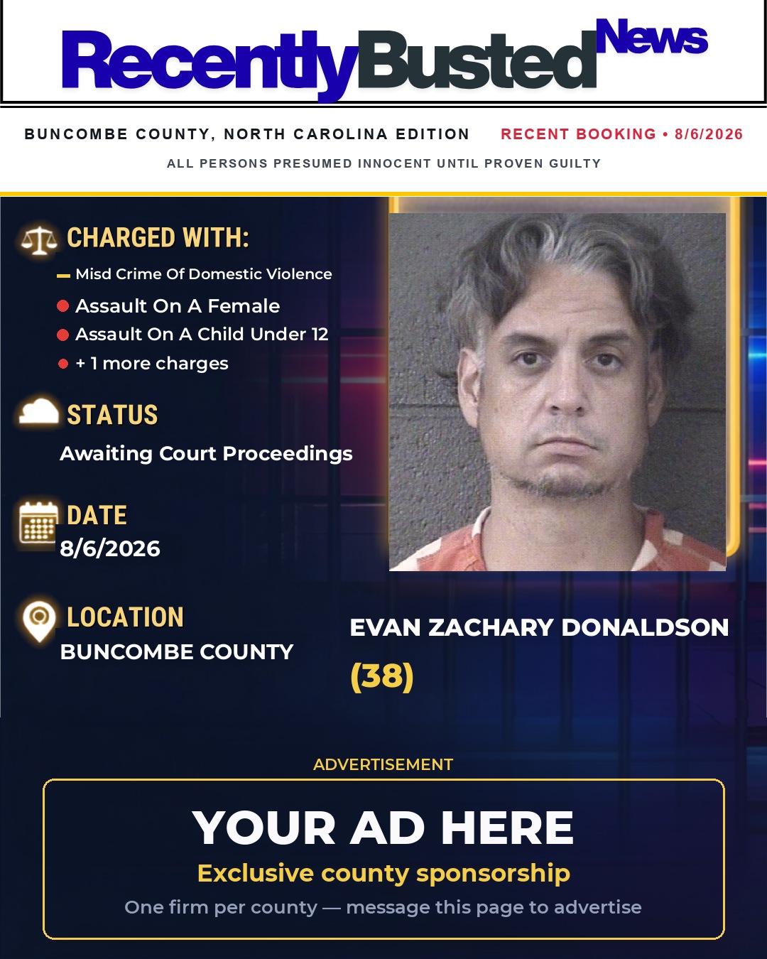 Arrest report - EVAN ZACHARY DONALDSON