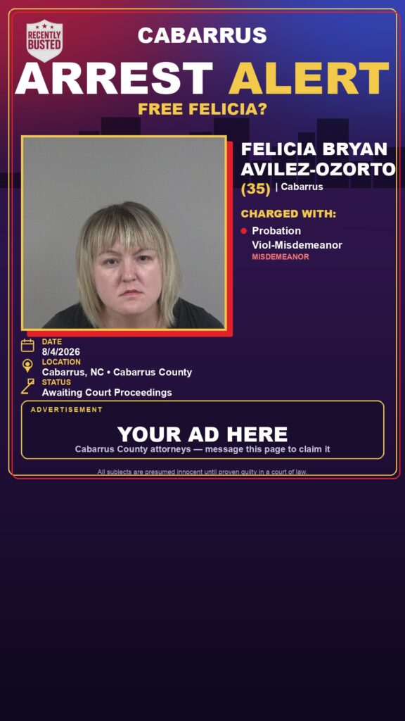 FELICIA BRYAN AVILEZ-OZORTO — arrest record card, Recently Busted
