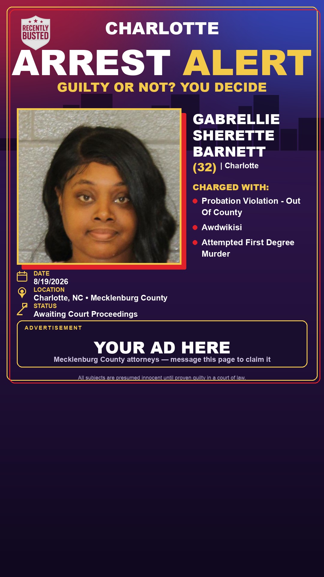Arrest report - GABRELLIE SHERETTE BARNETT