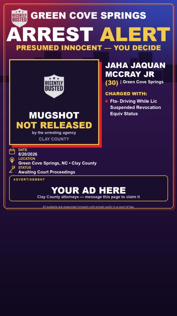 Arrest report - JAHA JAQUAN MCCRAY JR