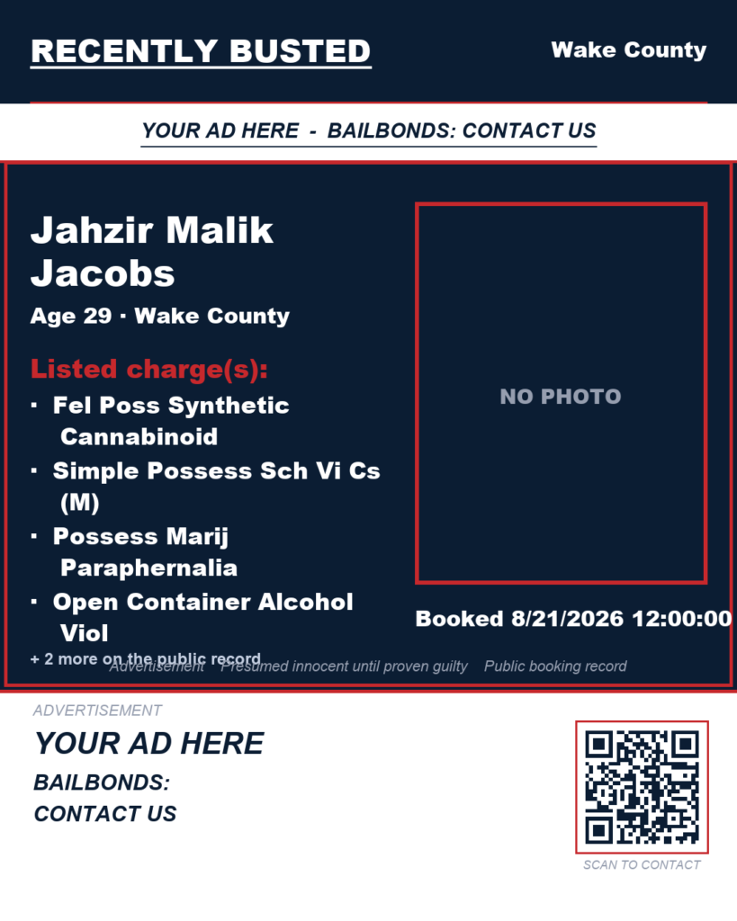 Arrest report — JAHZIR MALIK JACOBS