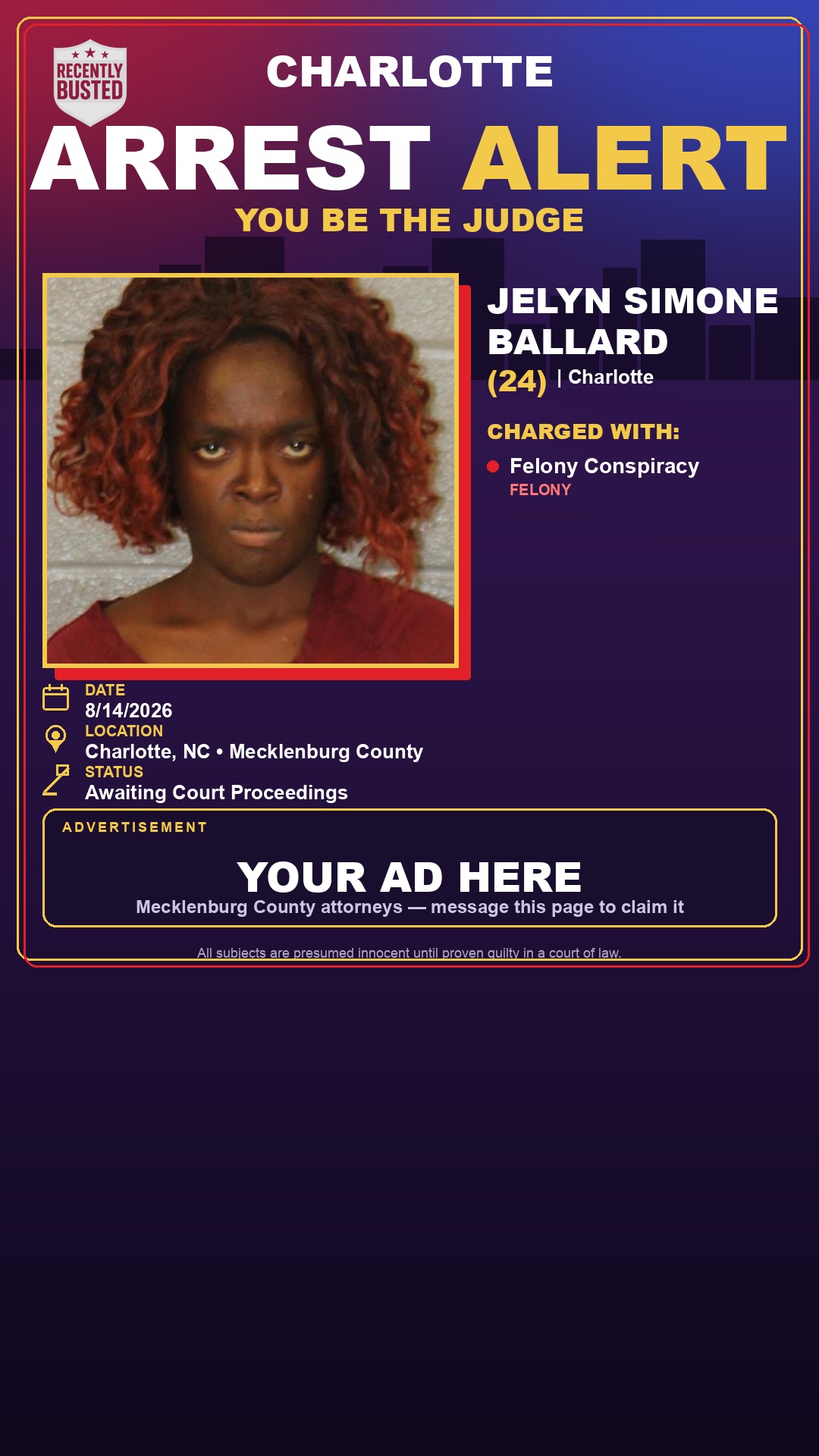 Arrest report - JELYN SIMONE BALLARD