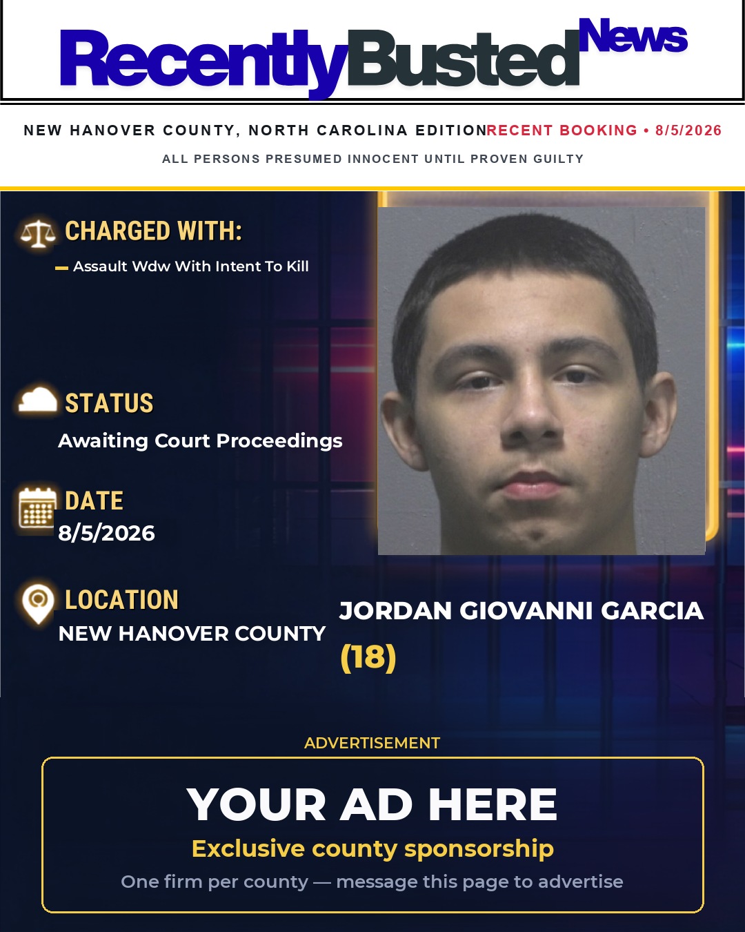 Arrest report - JORDAN GIOVANNI GARCIA
