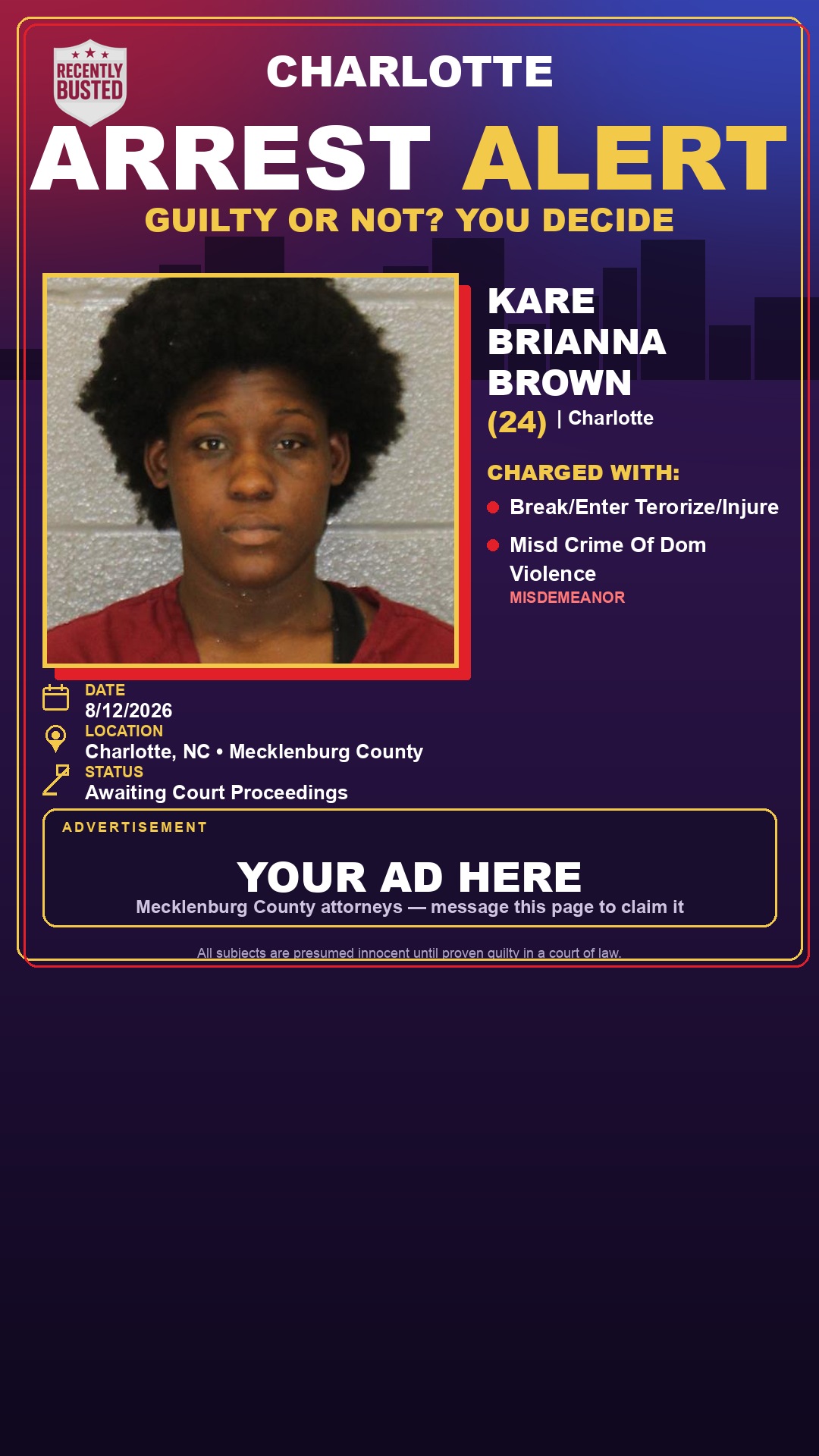 Arrest report - KARE BRIANNA BROWN