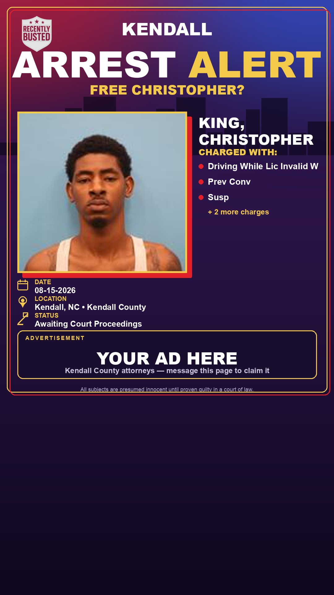 Arrest report - King, Christopher