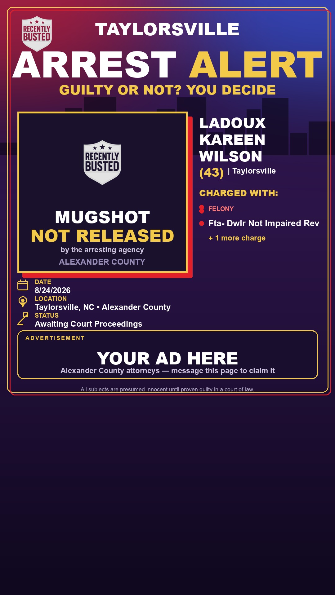 Arrest report - LADOUX KAREEN WILSON