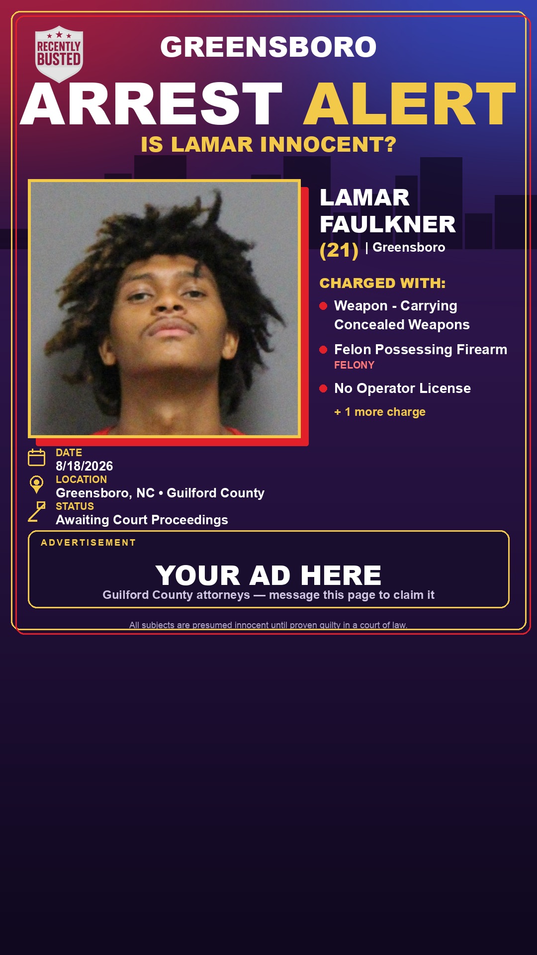 Arrest report - LAMAR FAULKNER