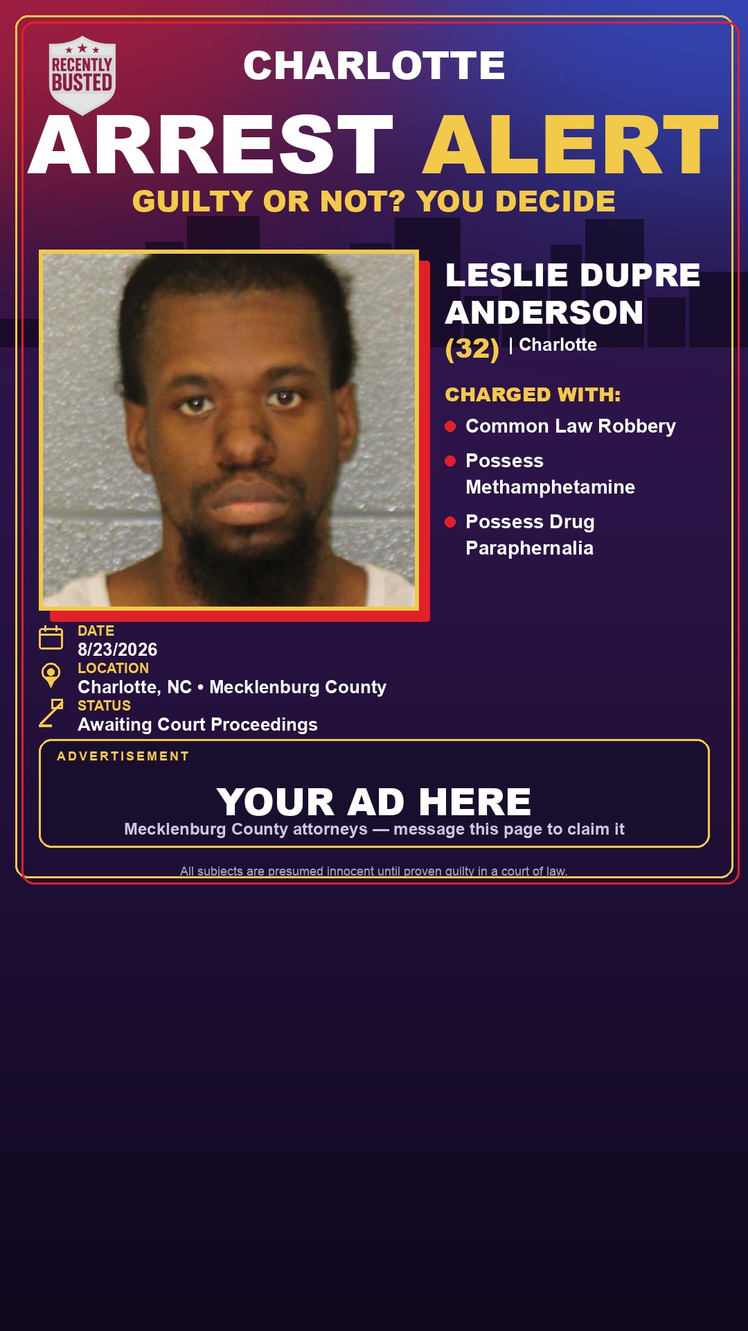 Arrest report - LESLIE DUPRE ANDERSON
