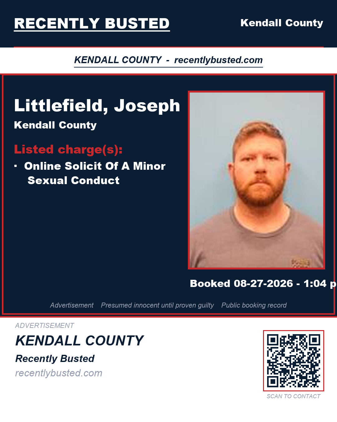 Littlefield, Joseph — arrest record card, Kendall County, Texas