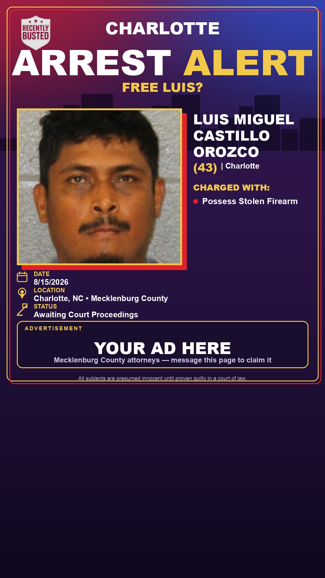 Arrest report - LUIS MIGUEL CASTILLO OROZCO