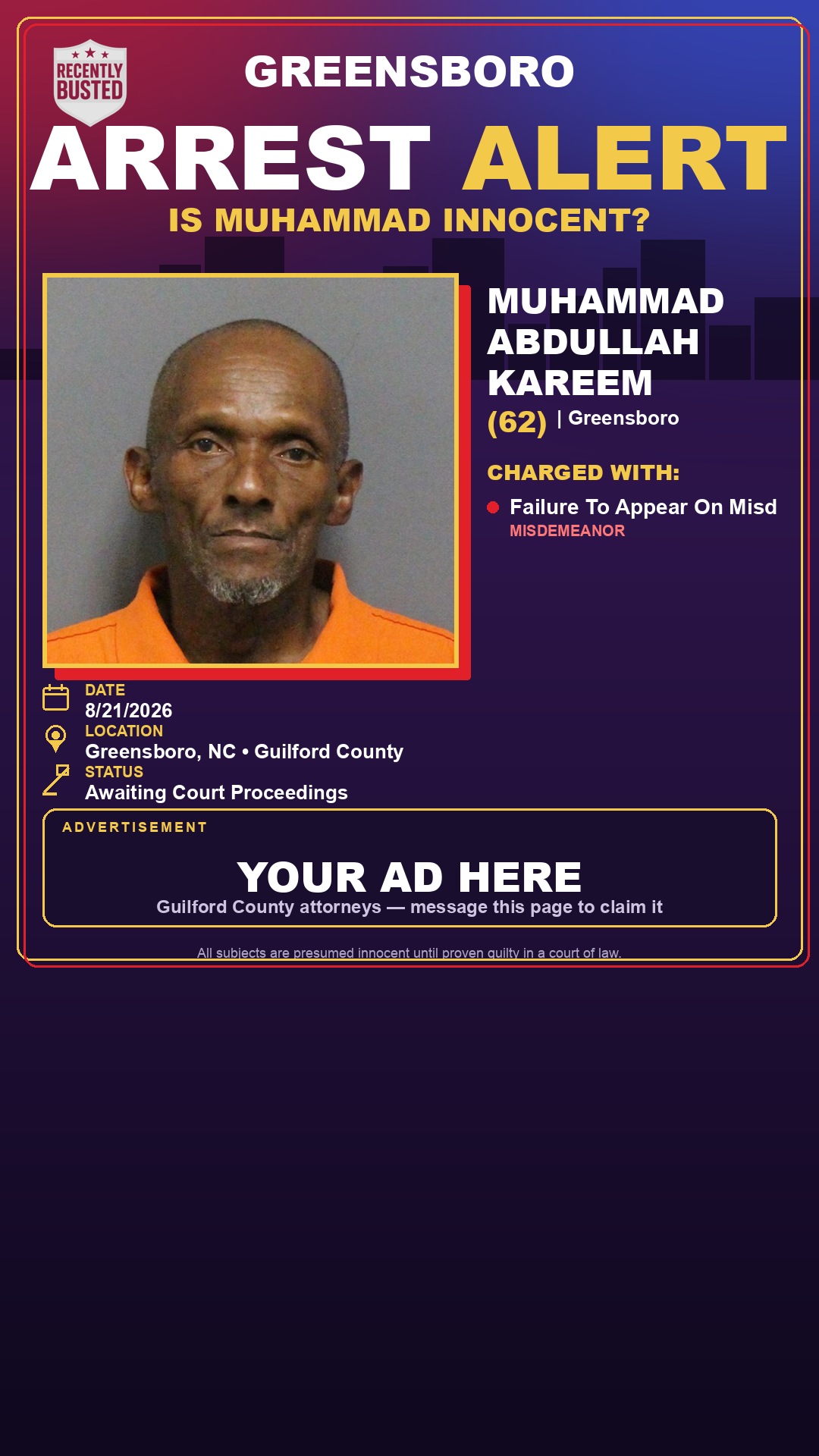 Arrest report - MUHAMMAD ABDULLAH KAREEM