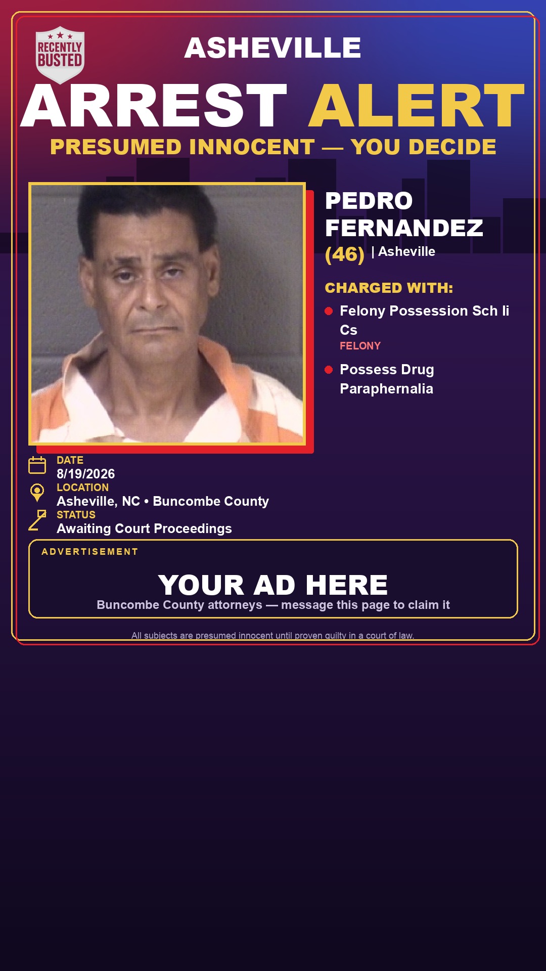 Arrest report - PEDRO FERNANDEZ
