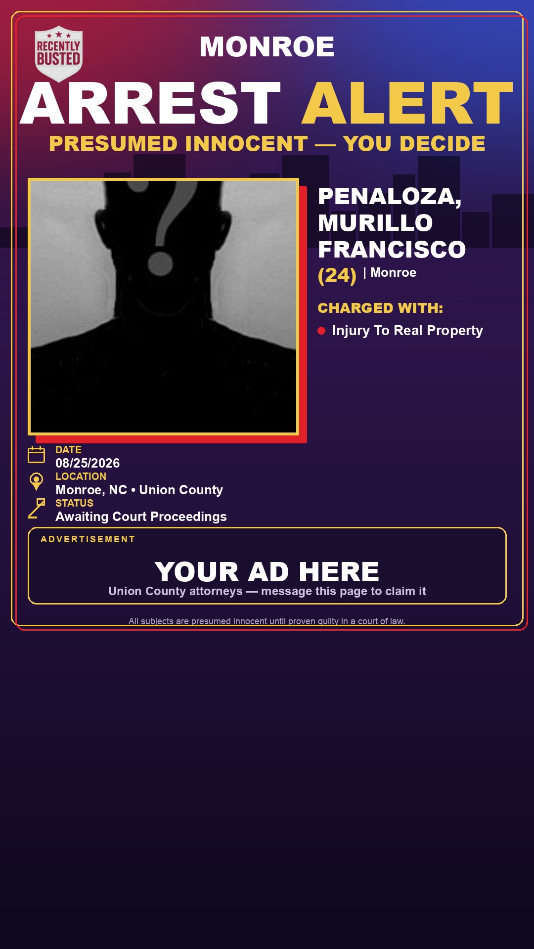 Arrest report - PENALOZA, MURILLO FRANCISCO