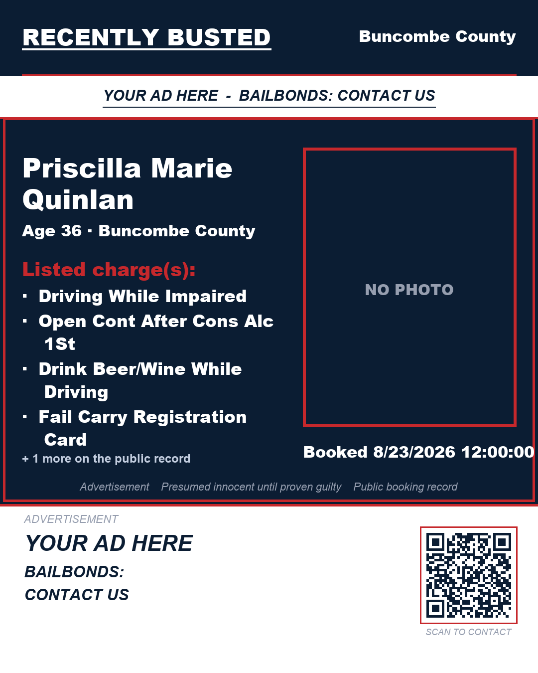 Arrest report - PRISCILLA MARIE QUINLAN