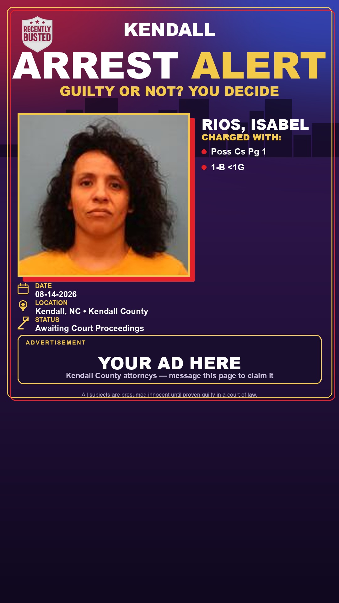 Arrest report - Rios, Isabel