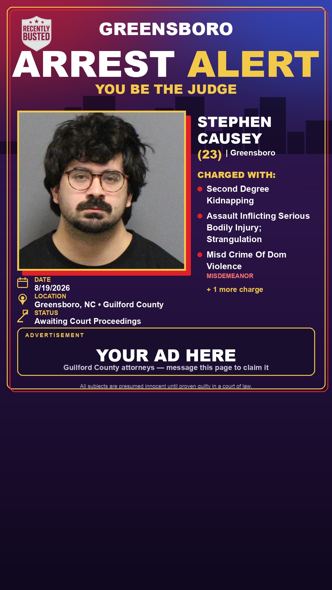 Arrest report - STEPHEN CAUSEY