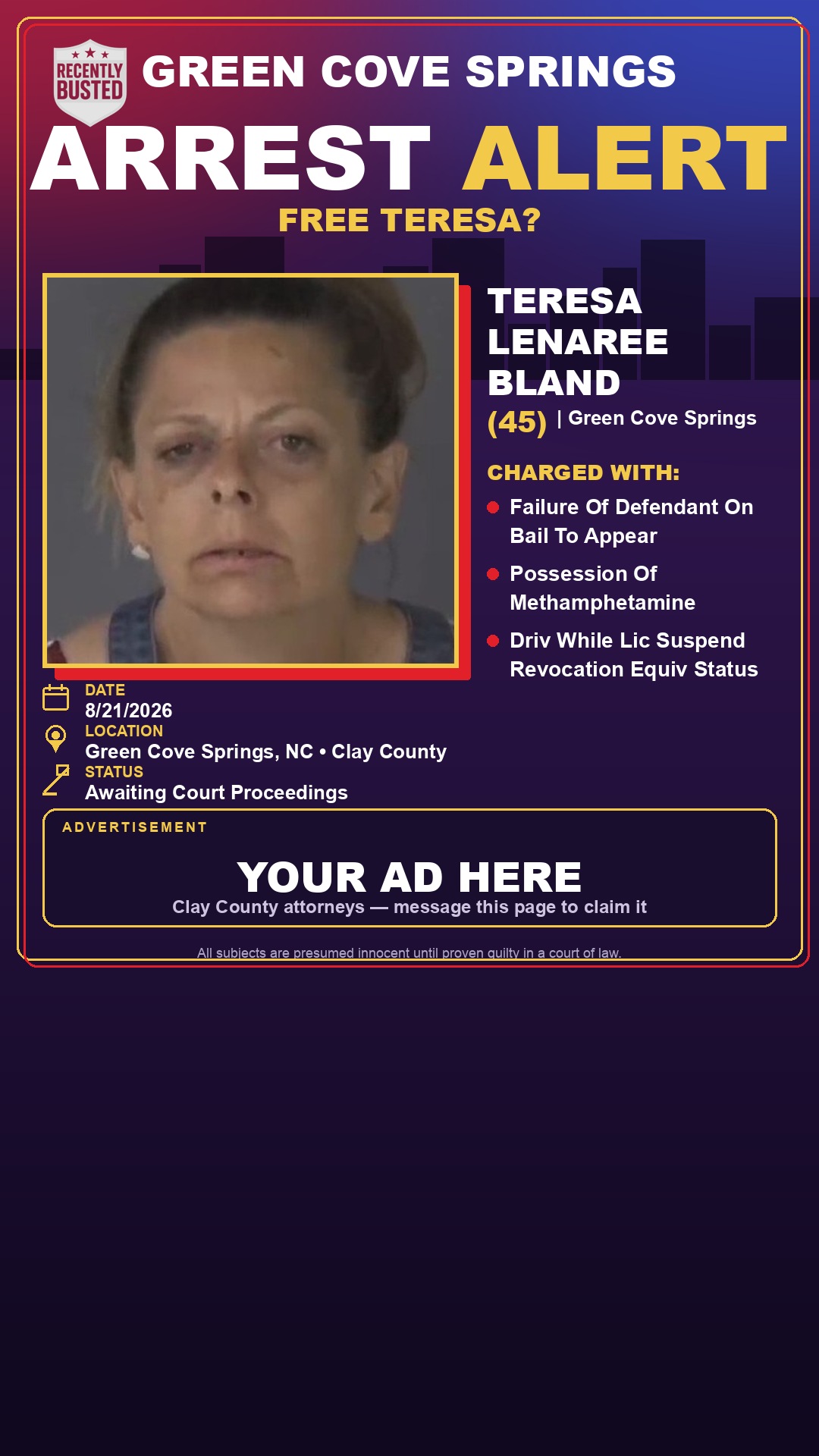 Arrest report - TERESA LENAREE BLAND