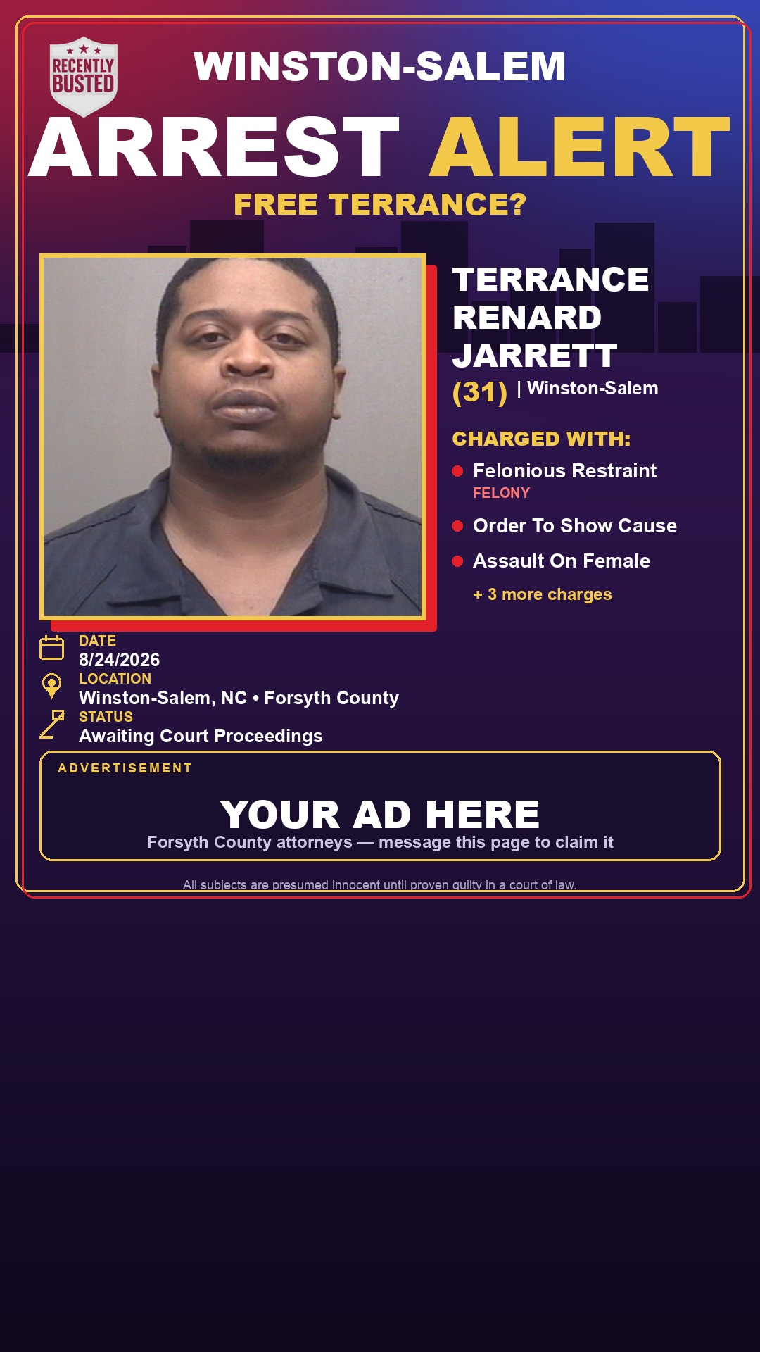 Arrest report - TERRANCE RENARD JARRETT