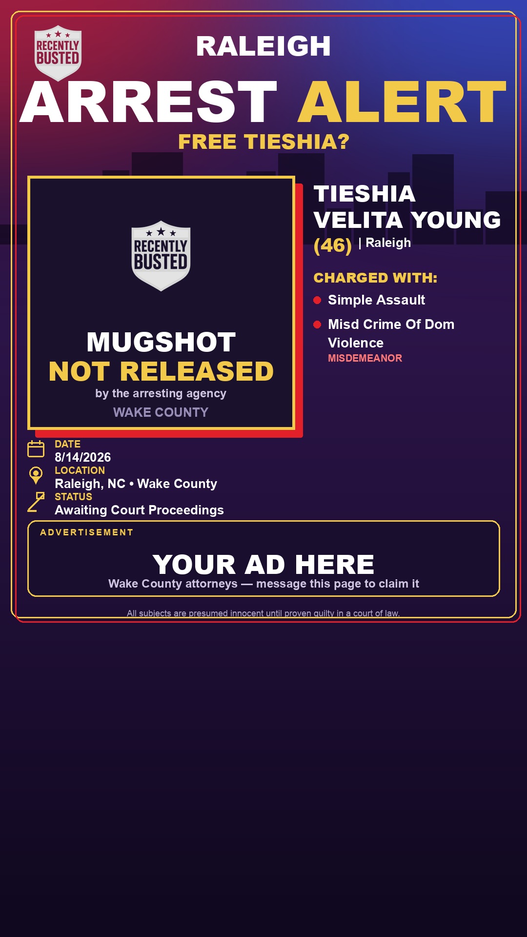 Arrest report - TIESHIA VELITA YOUNG