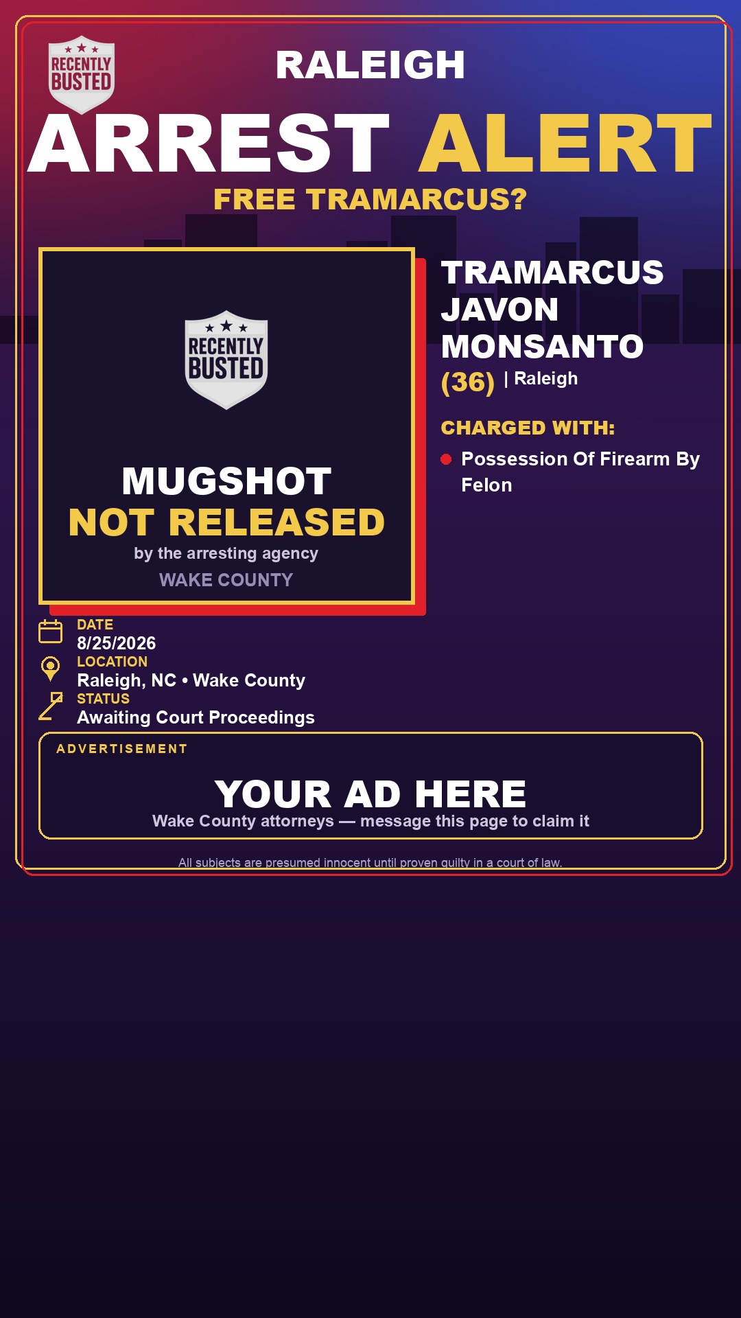Arrest report - TRAMARCUS JAVON MONSANTO