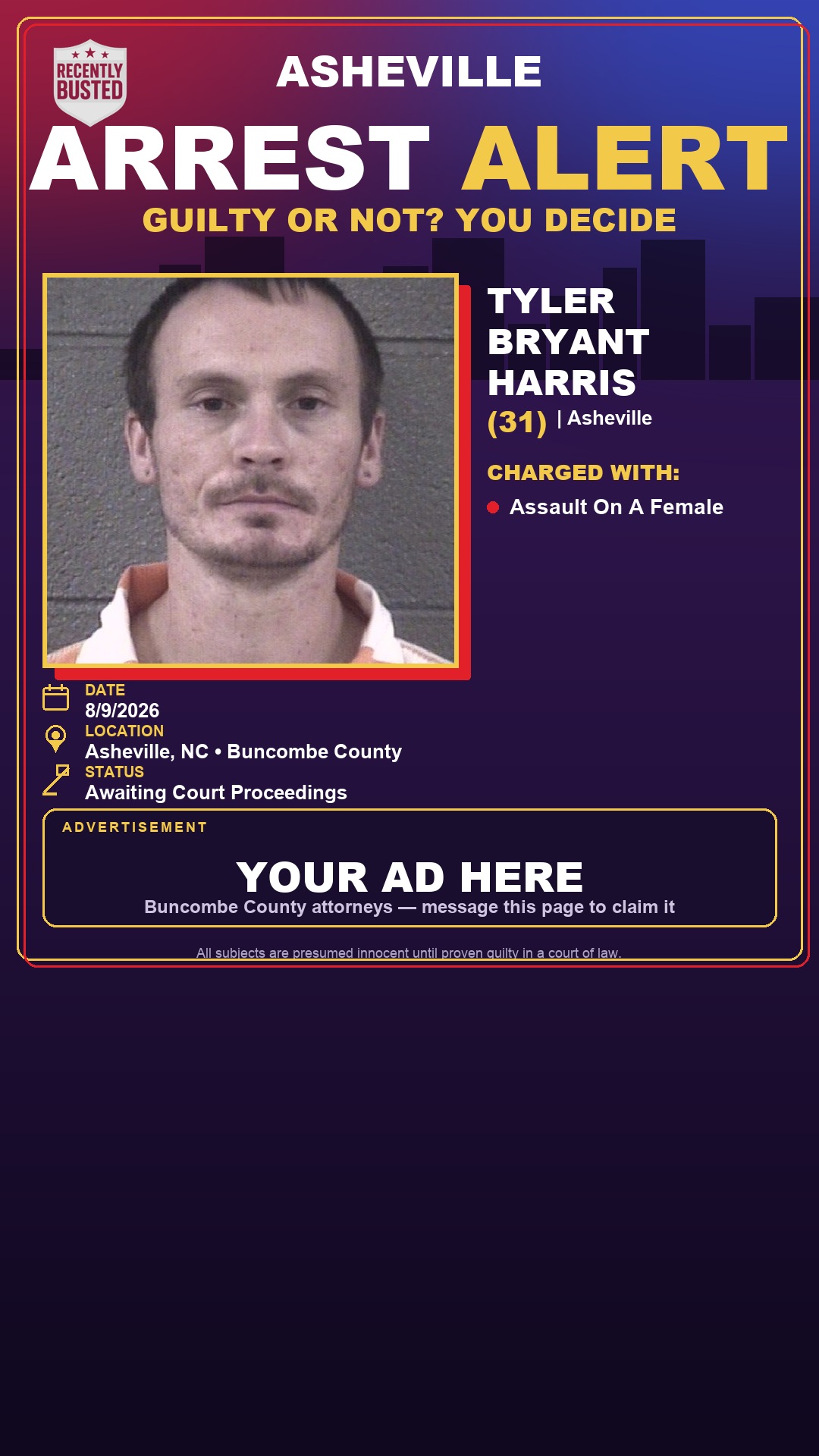 Arrest report - TYLER BRYANT HARRIS