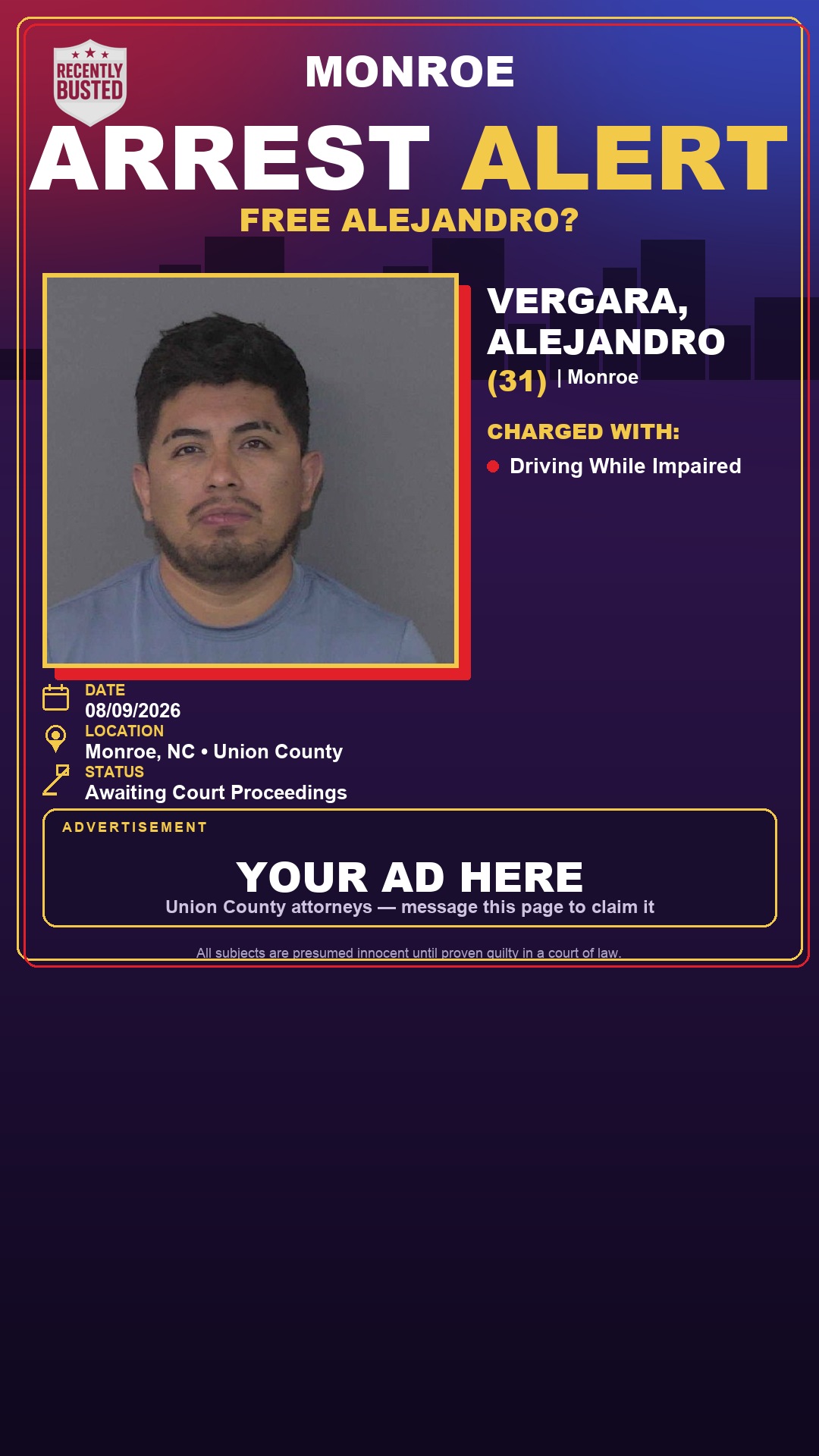 Arrest report - VERGARA, ALEJANDRO