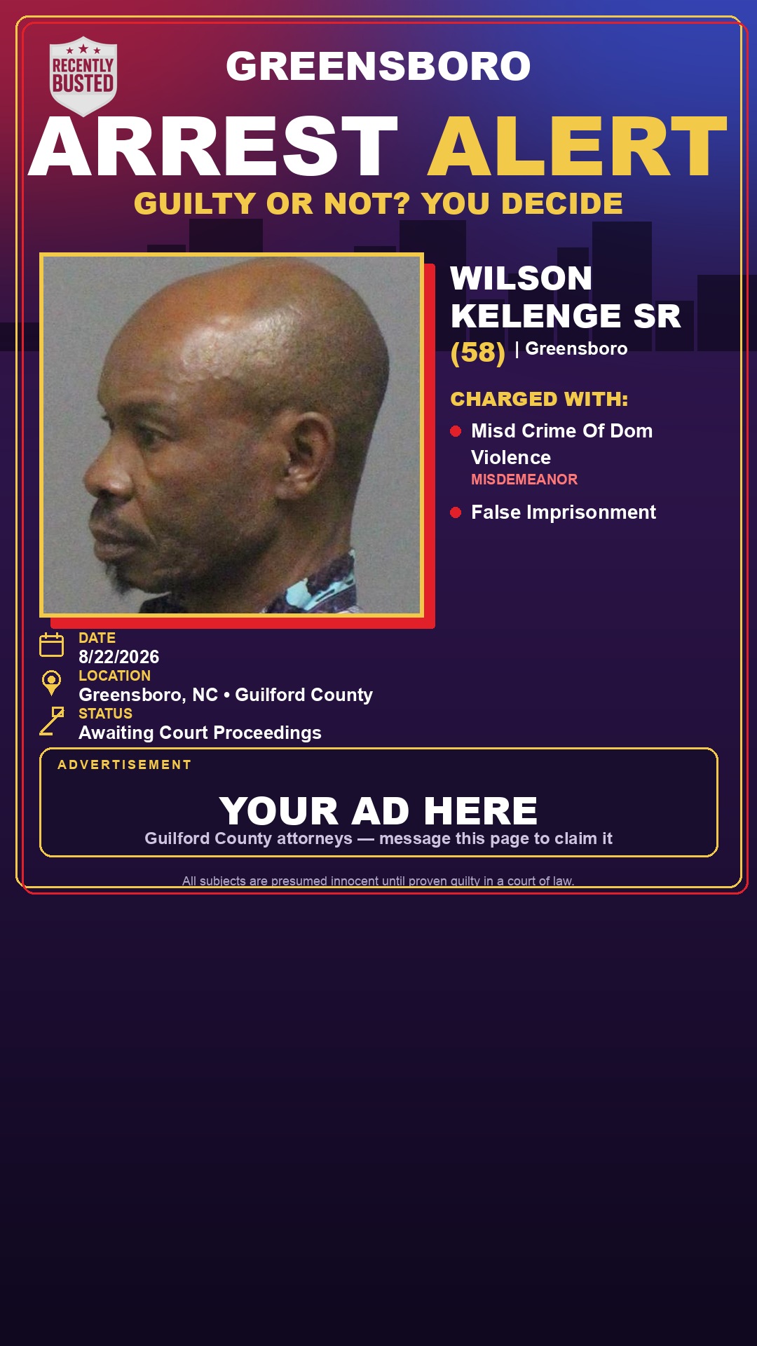 Arrest report - WILSON KELENGE SR