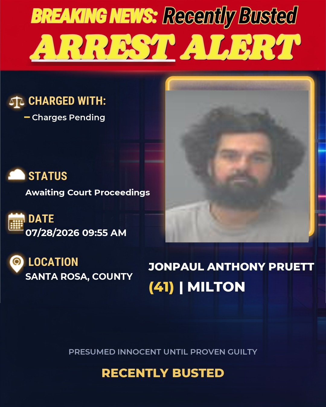 Arrest report - Jonpaul Anthony Pruett