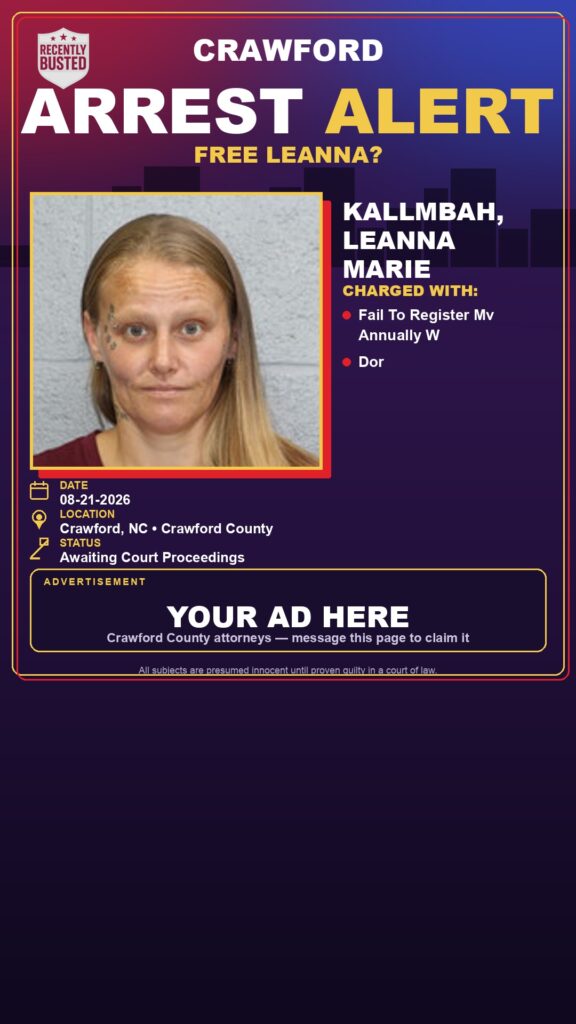 Arrest report — Kallmbah, Leanna Marie