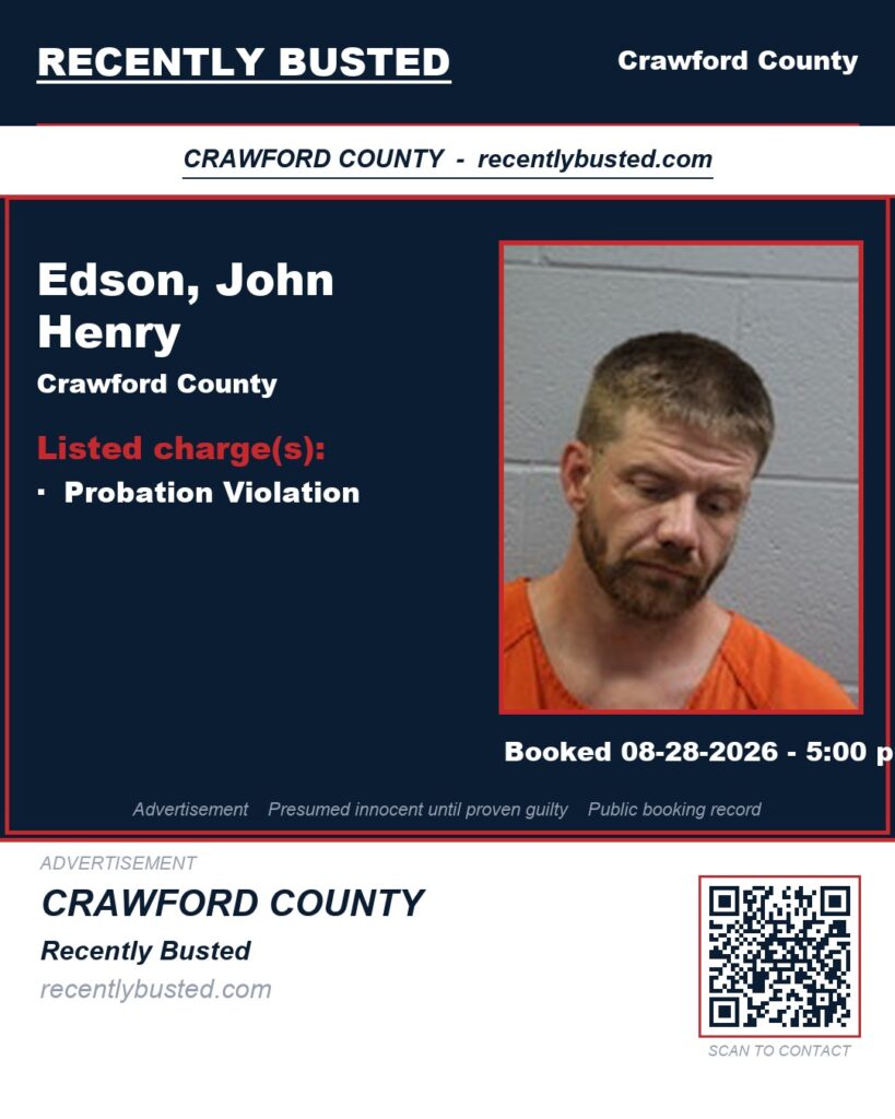 Edson, John Henry — arrest record card, Missouri