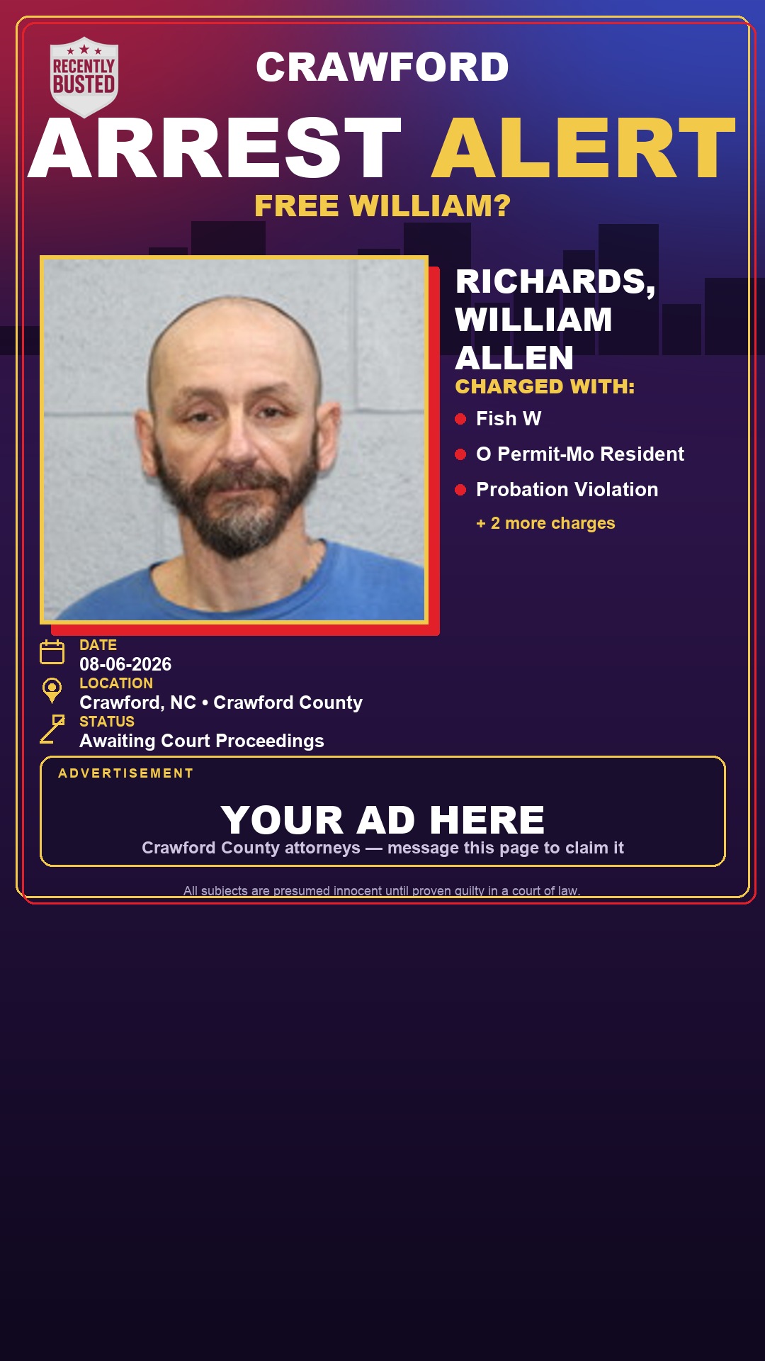 Arrest report - Richards, William Allen