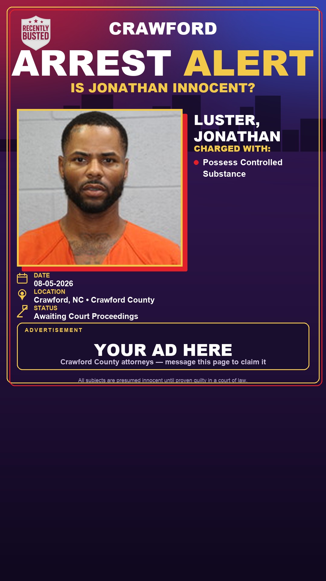 Arrest report - Luster, Jonathan