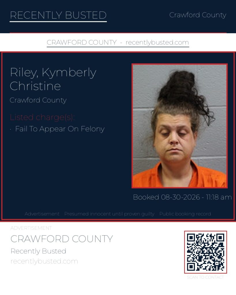 Riley, Kymberly Christine — arrest record card, Missouri