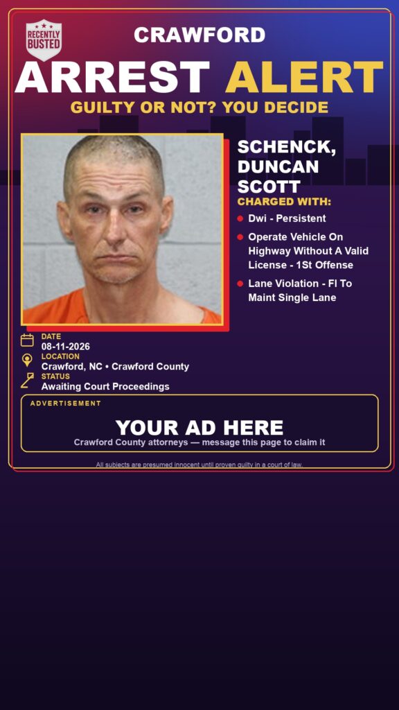 Arrest report — Schenck, Duncan Scott