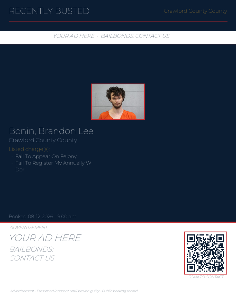 Arrest report — Bonin, Brandon Lee