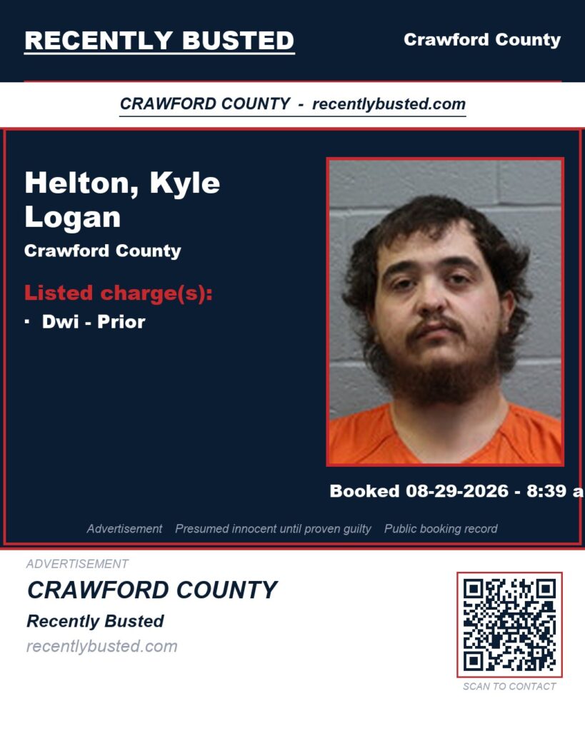 Helton, Kyle Logan — arrest record card, Missouri