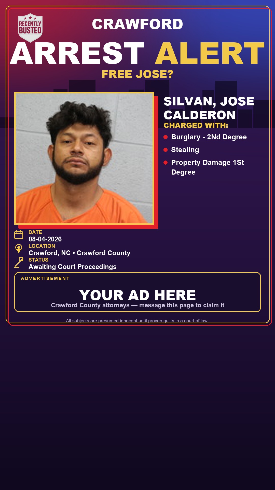 Arrest report - Silvan, Jose Calderon