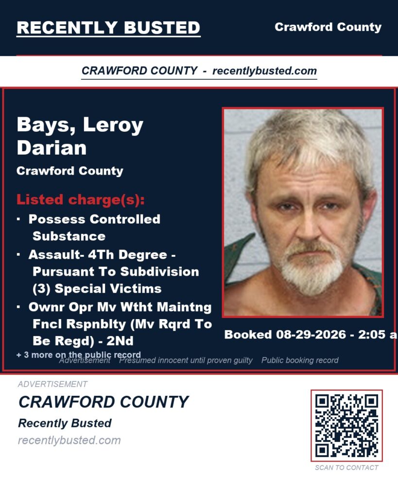 Bays, Leroy Darian — arrest record card, Missouri