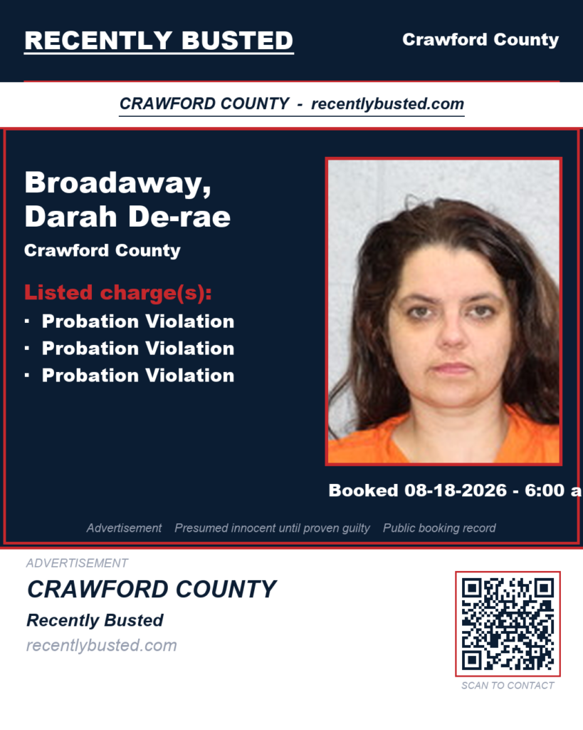 Broadaway, Darah De-rae — arrest record card, Missouri