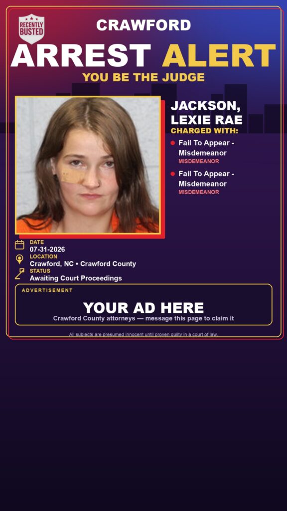 Arrest report — Jackson, Lexie Rae