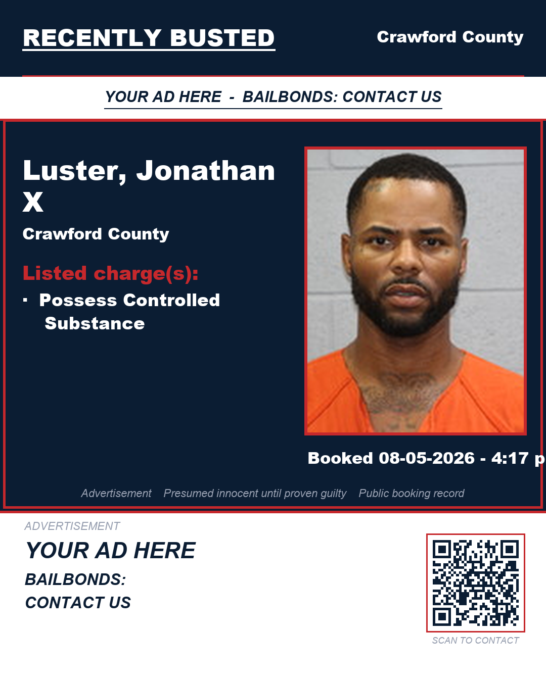 Arrest report - Luster, Jonathan X