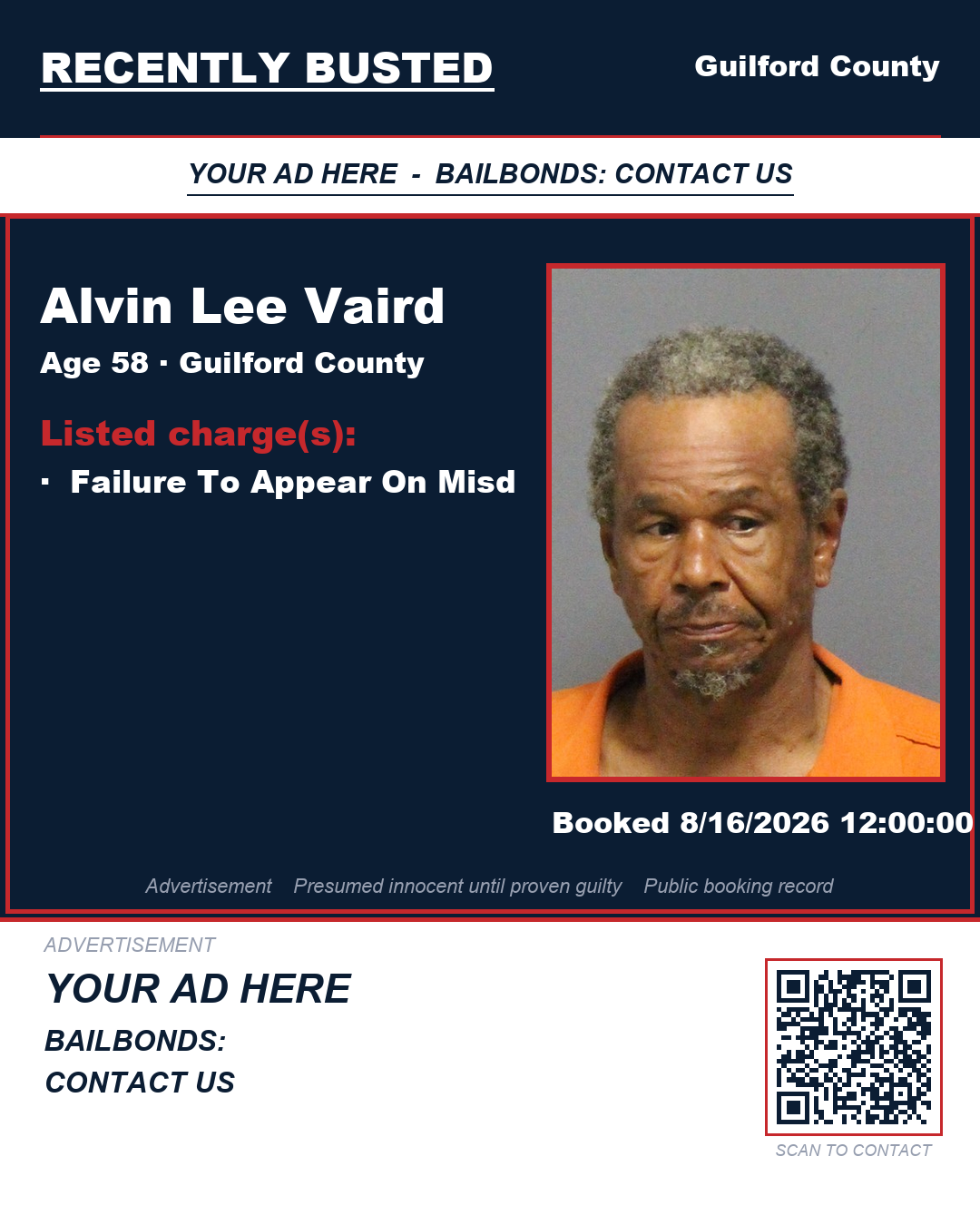 Arrest report - ALVIN LEE VAIRD