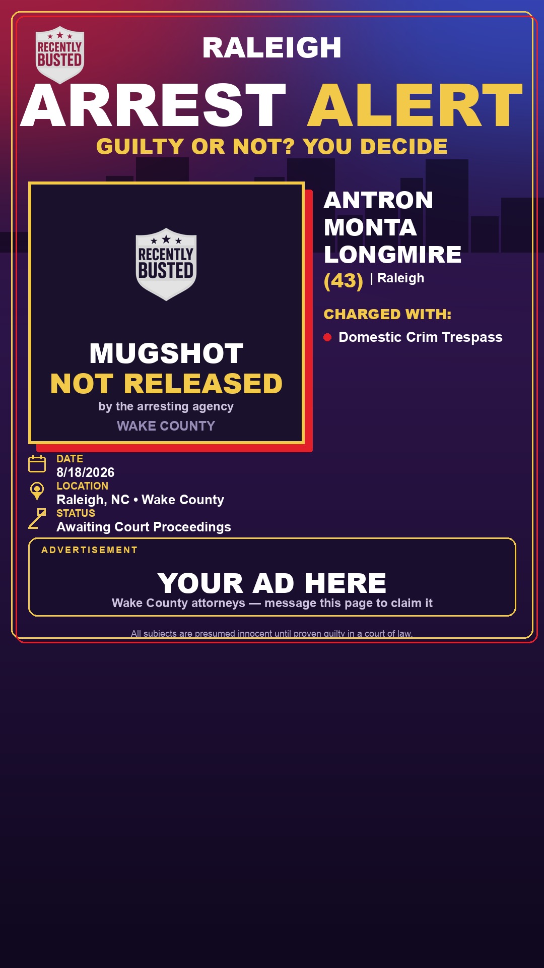 Arrest report - ANTRON MONTA LONGMIRE